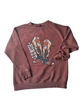 Rock & Roll Denim Howdy Cowboy Boots Graphic Sweatshirt Med Western Rodeo Boho